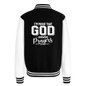I'm Proof That He Answers Prayers Men's Christian Heavyweight Letterman Jacket - black/white