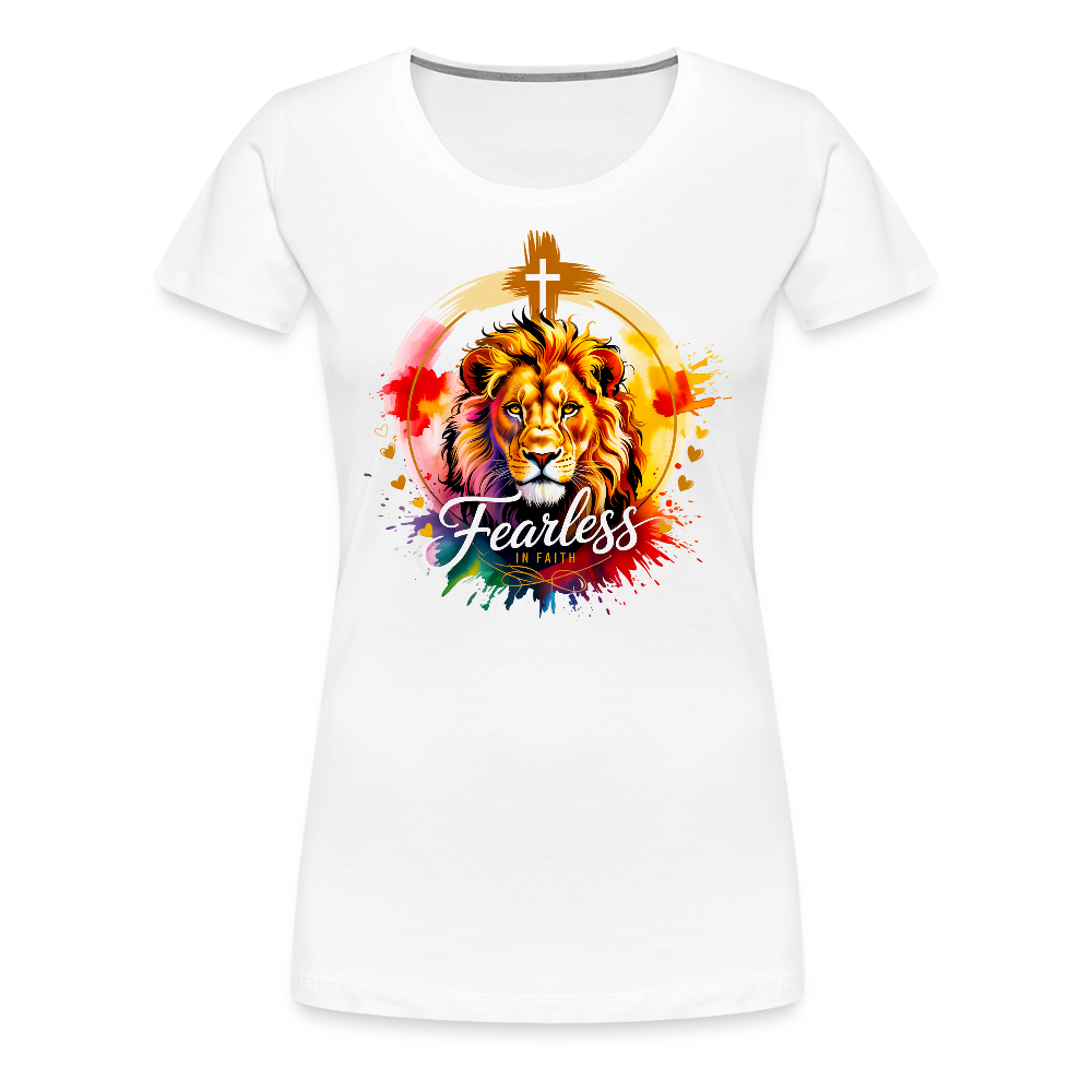 Fearless in Faith Christian Women’s Premium T-Shirt - white