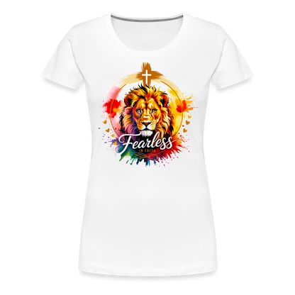 Fearless in Faith Christian Women’s Premium T-Shirt - white
