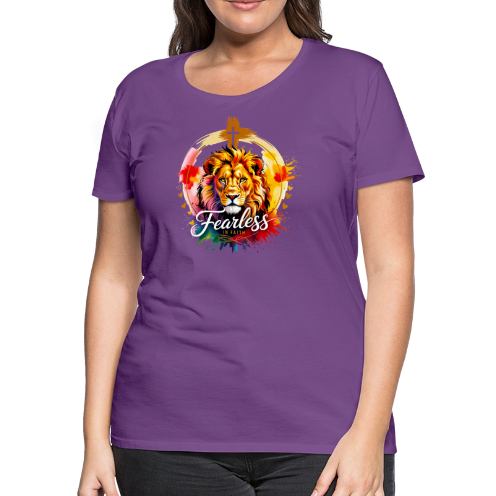 Fearless in Faith Christian Women’s Premium T-Shirt - purple
