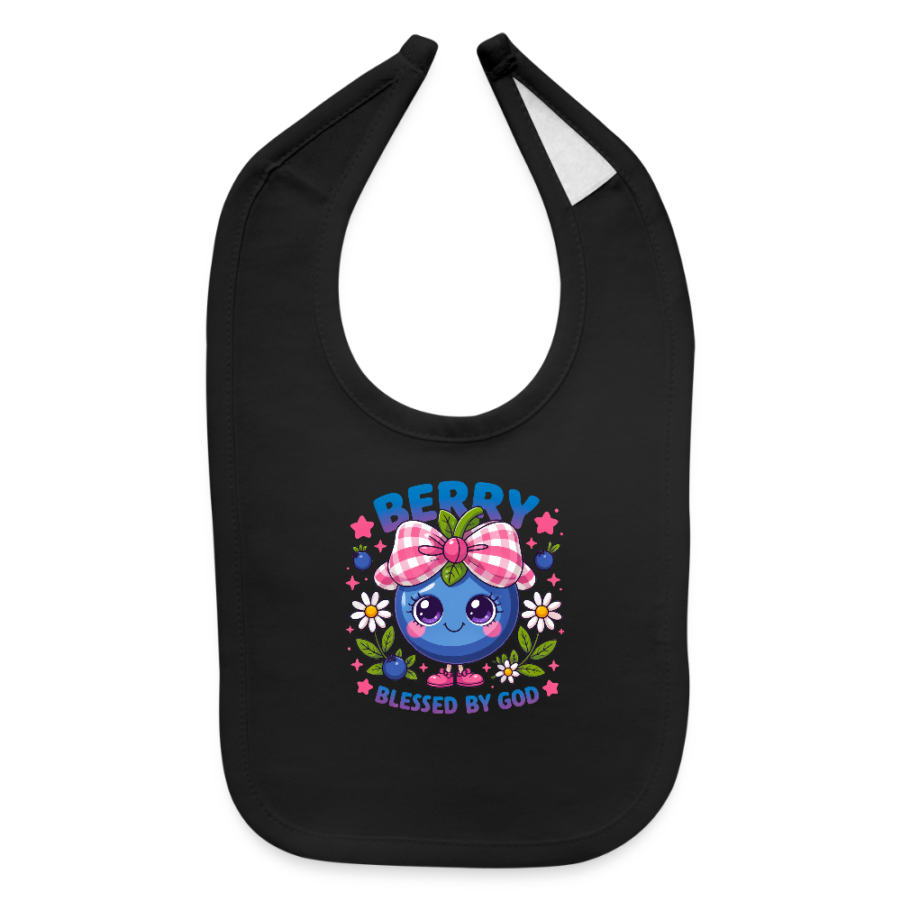 Berry Blessed Christian Baby Bib - black