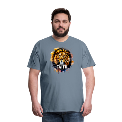 Fearless In Faith Men's Christian Premium T-Shirt - steel blue