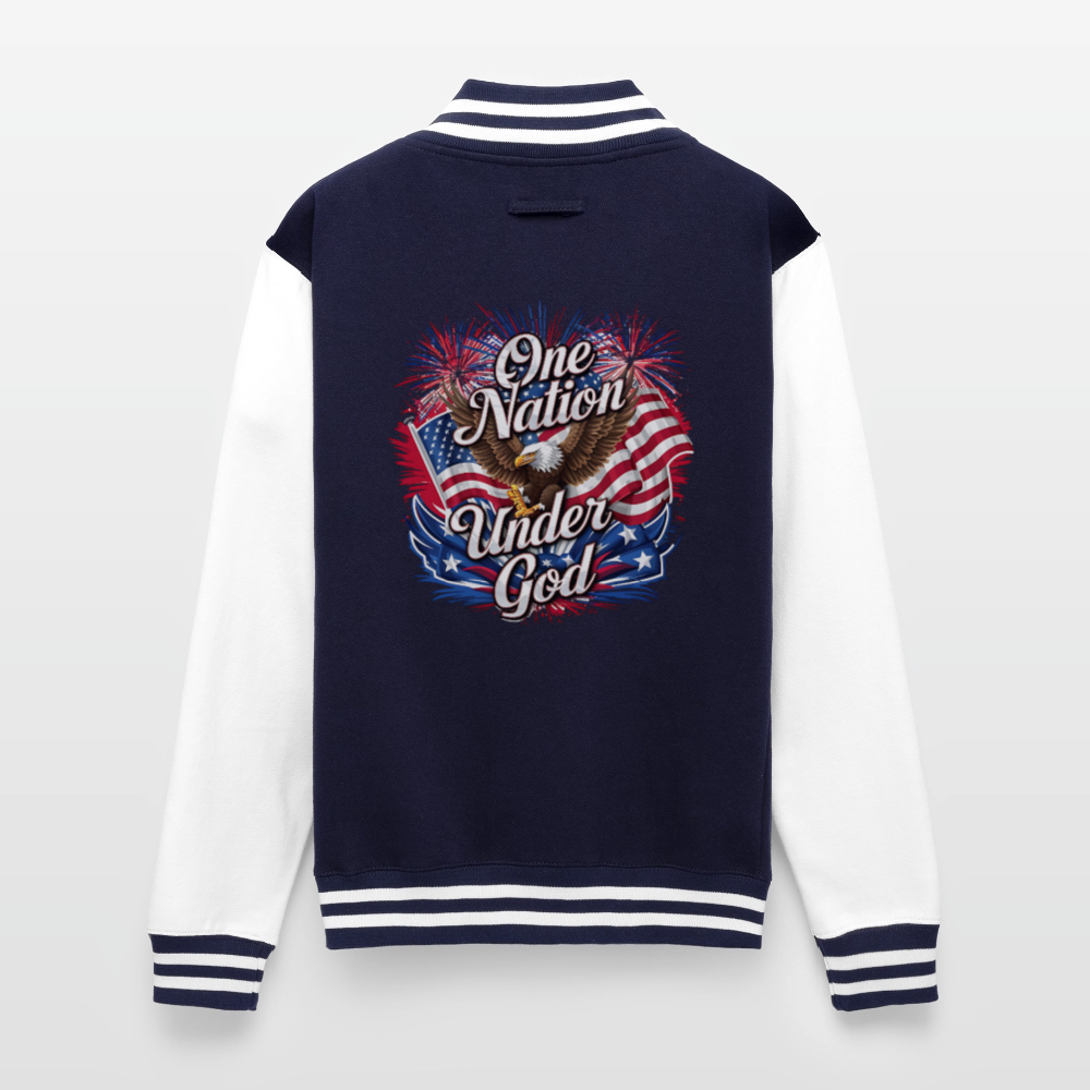 One Nation Men's Christian Heavyweight Letterman Jacket - navy/white