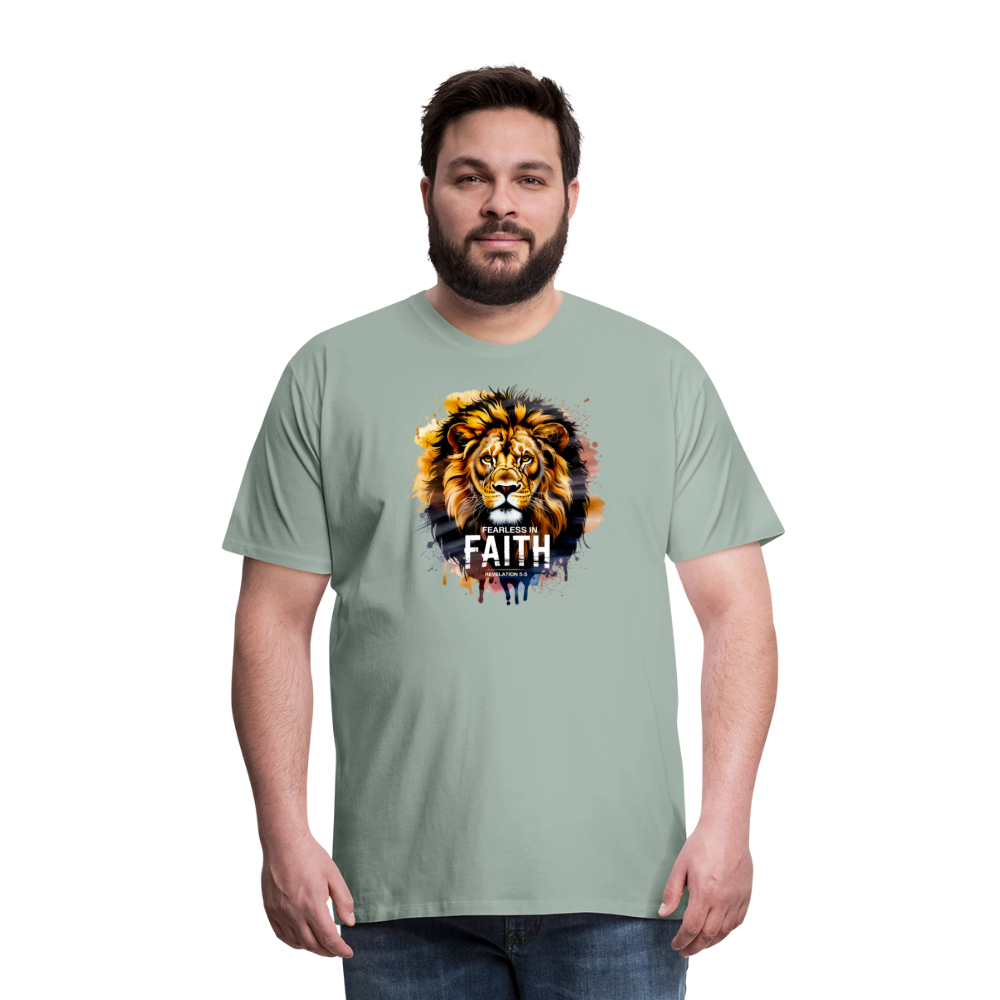 Fearless In Faith Men's Christian Premium T-Shirt - steel green