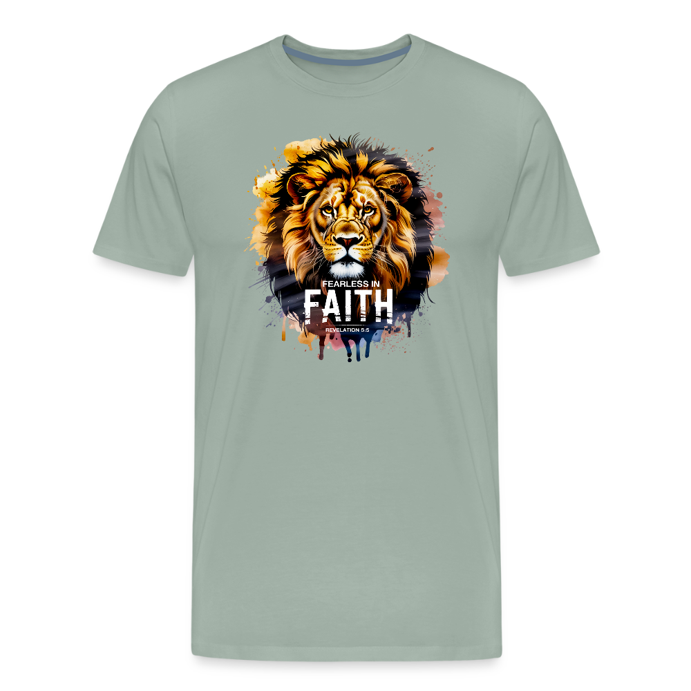 Fearless In Faith Men's Christian Premium T-Shirt - steel green