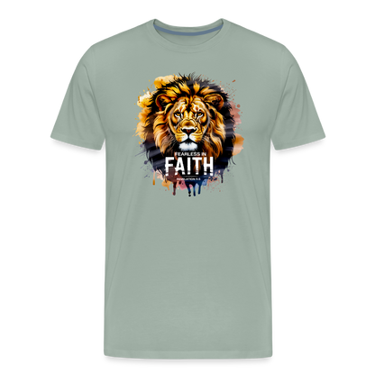 Fearless In Faith Men's Christian Premium T-Shirt - steel green