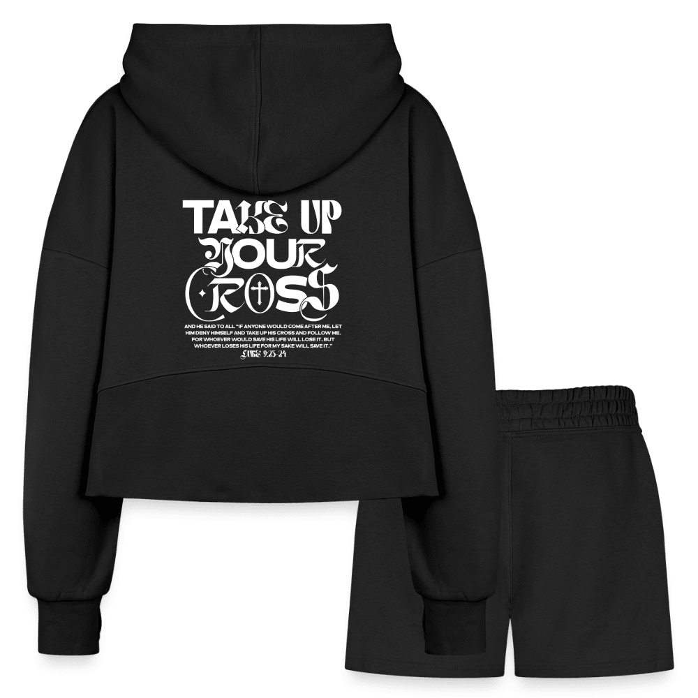 Disciple Of Christ Women’s Christian Cropped Hoodie & Jogger Short Set - ClaimedbyGodDesigns