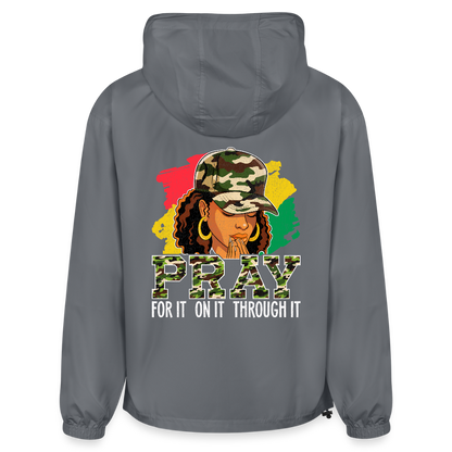 Pray For It Women's Christian Packable Jacket - gray