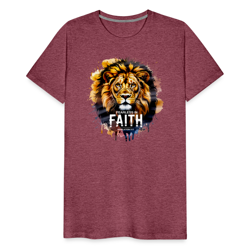 Fearless In Faith Men's Christian Premium T-Shirt - heather burgundy