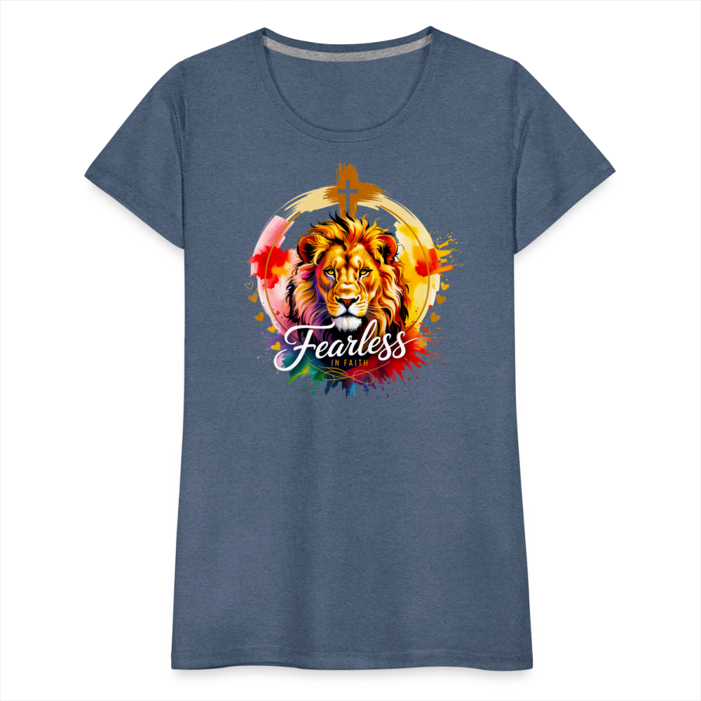 Fearless in Faith Christian Women’s Premium T-Shirt - heather blue