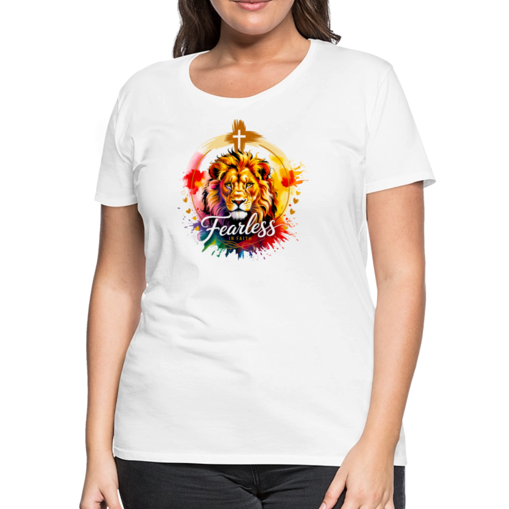 Fearless in Faith Christian Women’s Premium T-Shirt - white