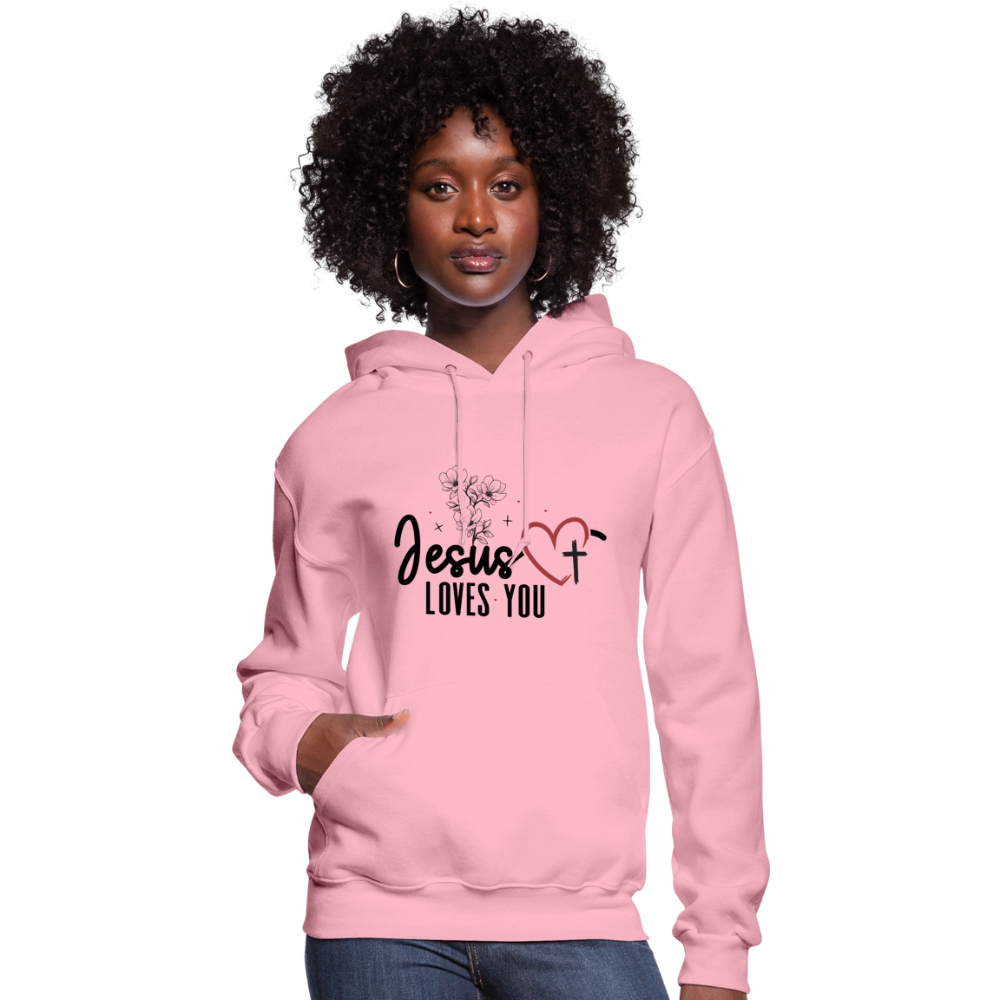 He Loves You Women's Christian Hooded Pullover Sweatshirt - classic pink