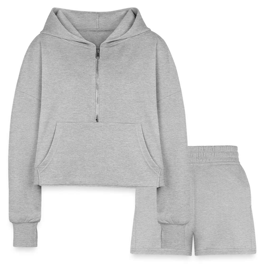 Proverbs 31 Women’s Christian Cropped Hoodie & Jogger Short Set Outfit - heather gray