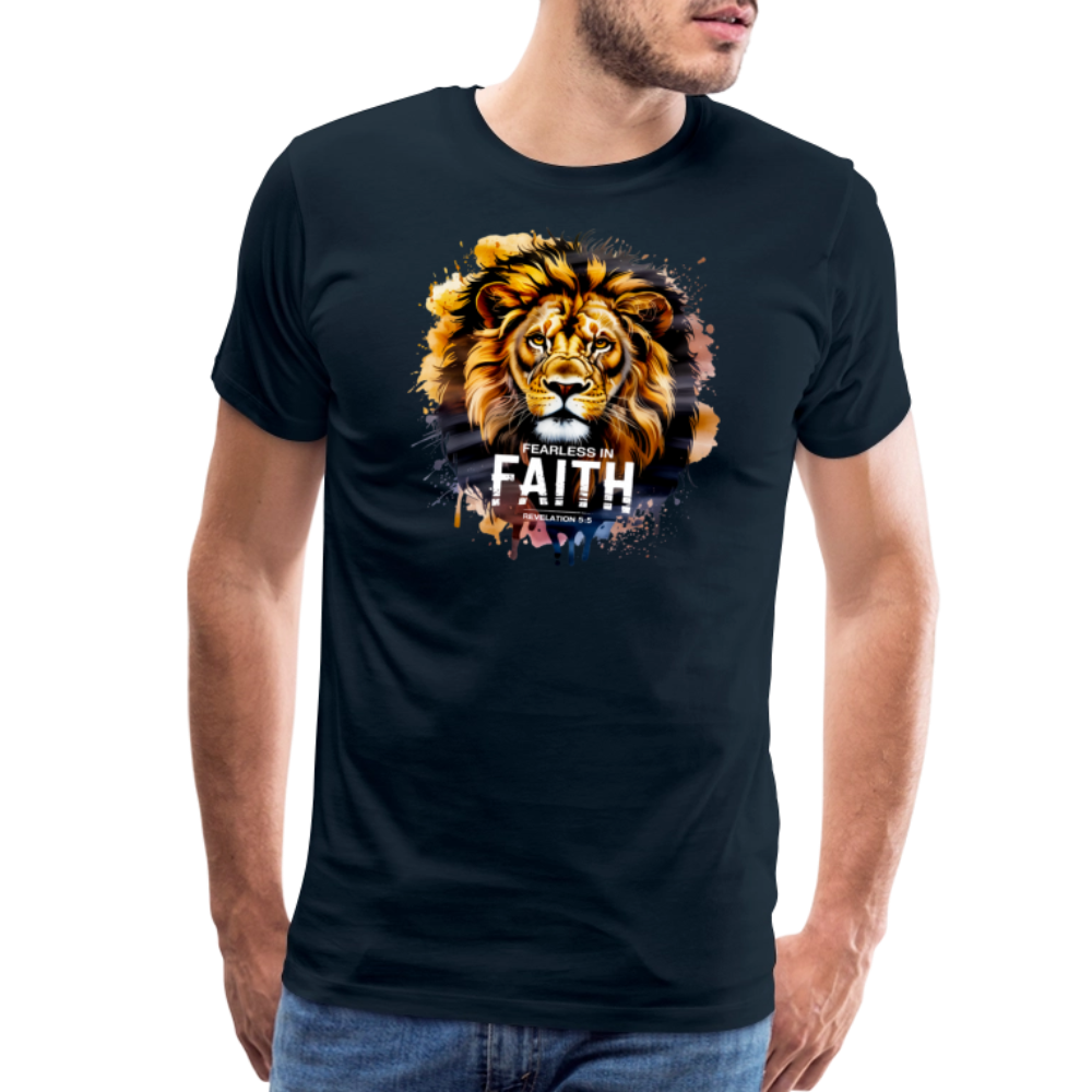 Fearless In Faith Men's Christian Premium T-Shirt - deep navy