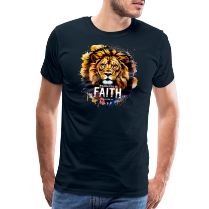 Fearless In Faith Men's Christian Premium T-Shirt - deep navy