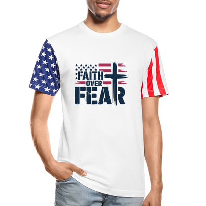 Faith Over Fear Christian Adult Patriotic Stars & Stripes T-Shirt - white