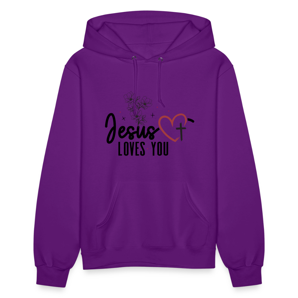 He Loves You Women's Christian Hooded Pullover Sweatshirt - purple