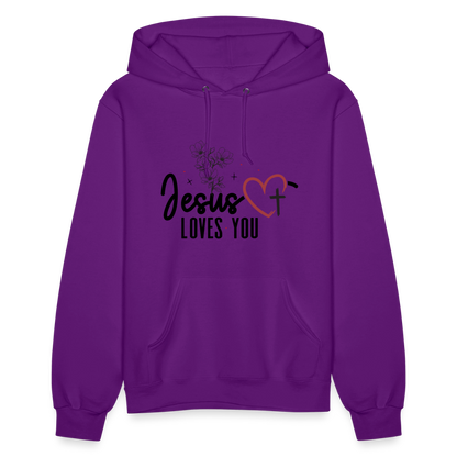 He Loves You Women's Christian Hooded Pullover Sweatshirt - purple
