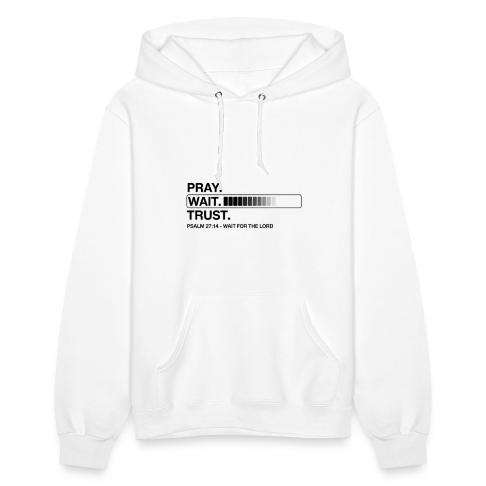 Pray Wait Trust Women's Christian Hooded Sweatshirt - white