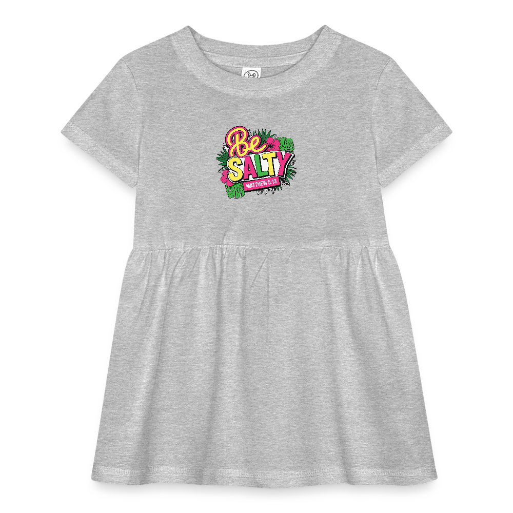 Be Salty Christian Baby Rib Dress - heather grey