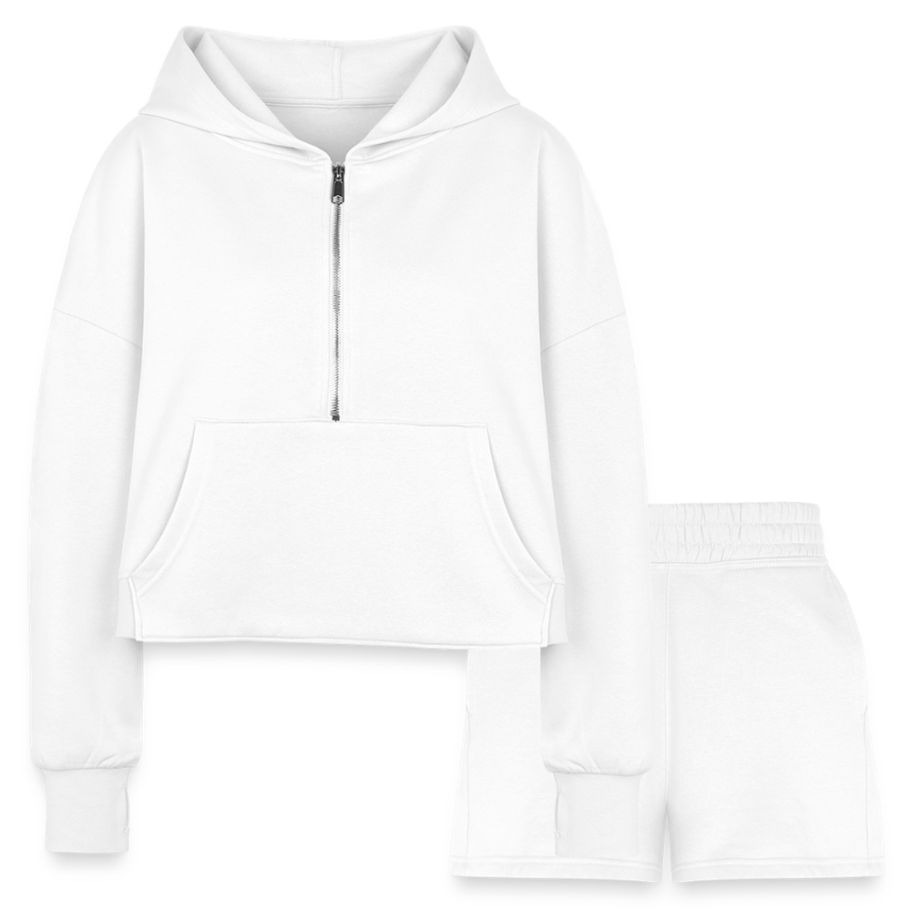 Proverbs 31 Women’s Christian Cropped Hoodie & Jogger Short Set Outfit - white