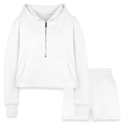 Proverbs 31 Women’s Christian Cropped Hoodie & Jogger Short Set Outfit - white