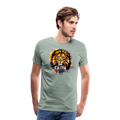 Fearless In Faith Men's Christian Premium T-Shirt - steel green