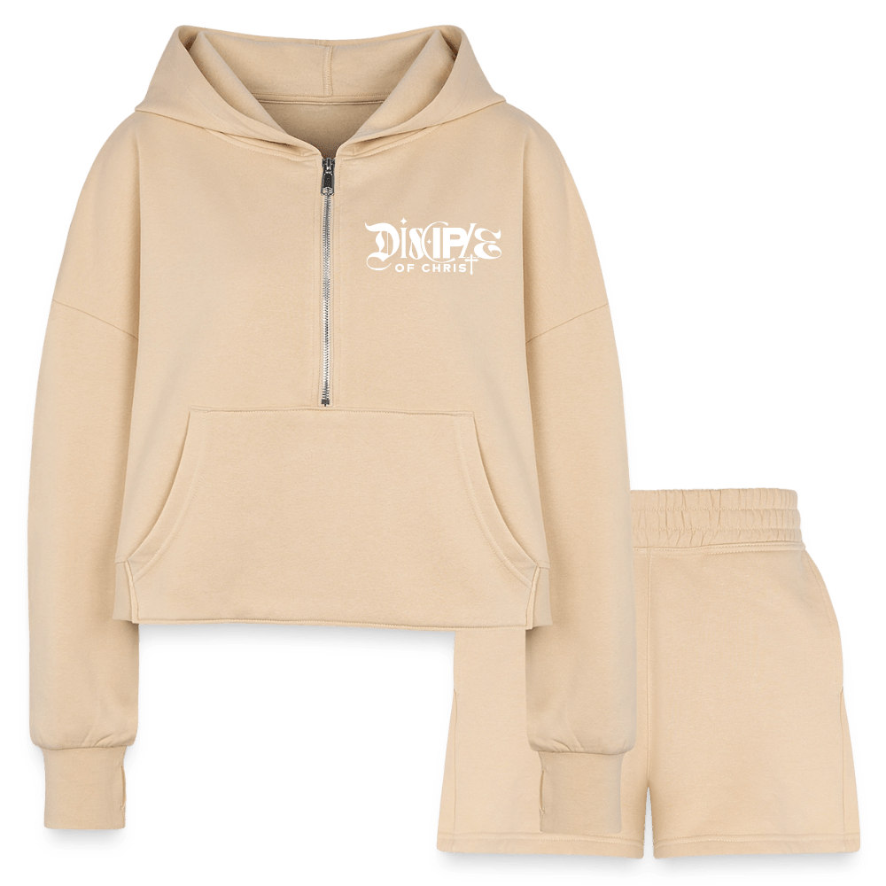 Disciple Of Christ Women’s Christian Cropped Hoodie & Jogger Short Set - ClaimedbyGodDesigns