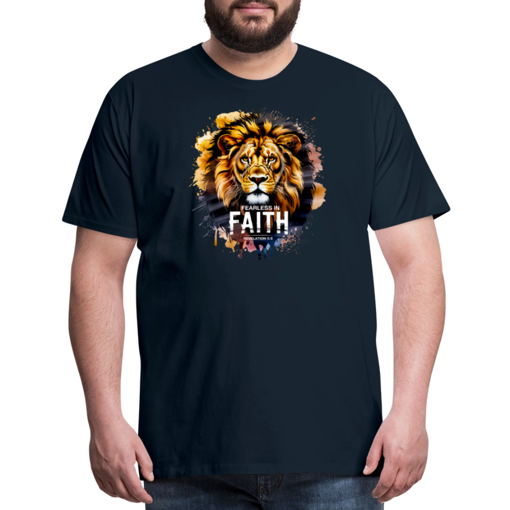 Fearless In Faith Men's Christian Premium T-Shirt - deep navy