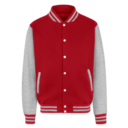 Dad After His Own Heart Men's Christian Heavyweight Letterman Jacket - red/heather grey