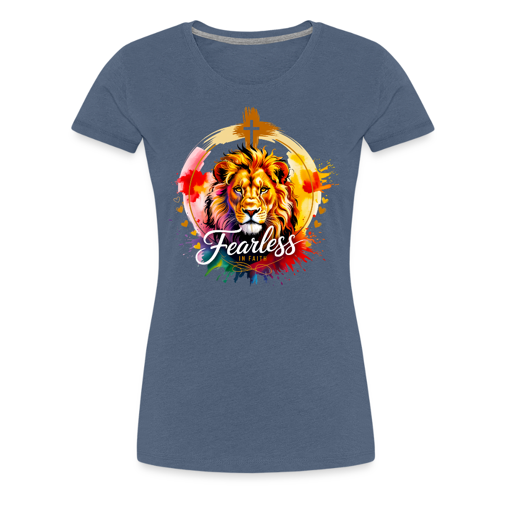 Fearless in Faith Christian Women’s Premium T-Shirt - heather blue