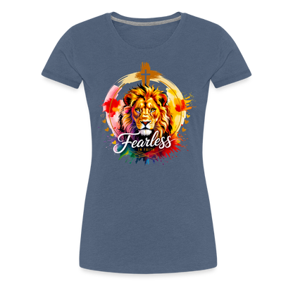Fearless in Faith Christian Women’s Premium T-Shirt - heather blue