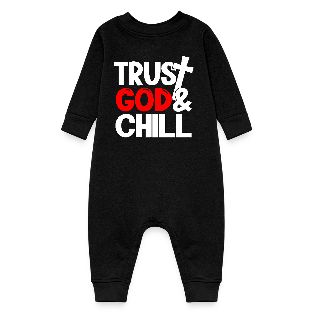 Trust Him And Chill Christian Baby Fleece Jumpsuit - ClaimedbyGodDesigns