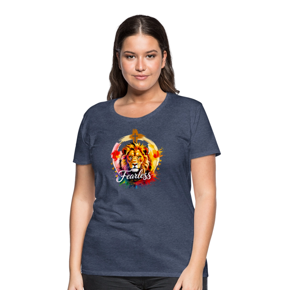 Fearless in Faith Christian Women’s Premium T-Shirt - heather blue