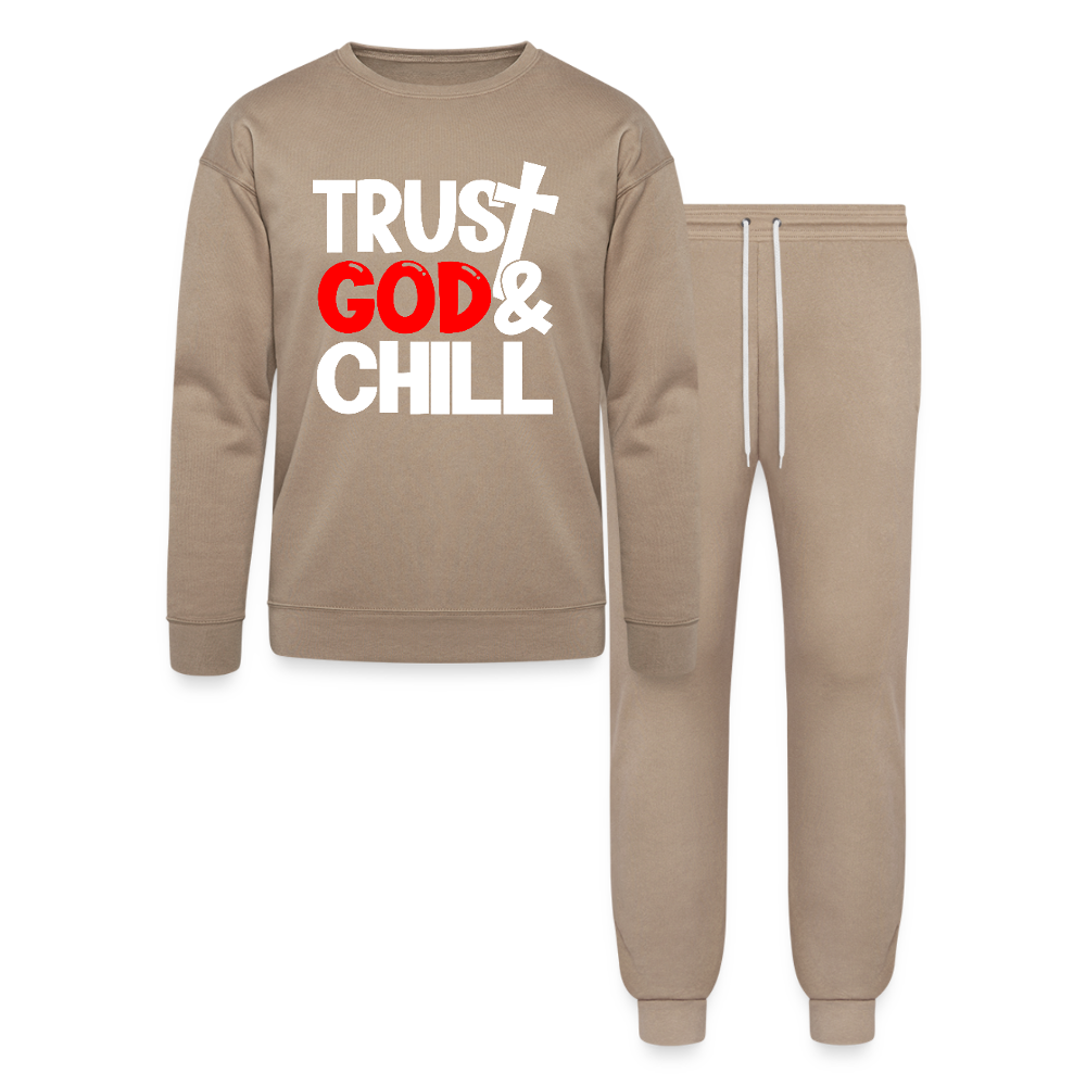 Trust Him And Chill Unisex Casual Christian  Lounge Wear Outfit - tan