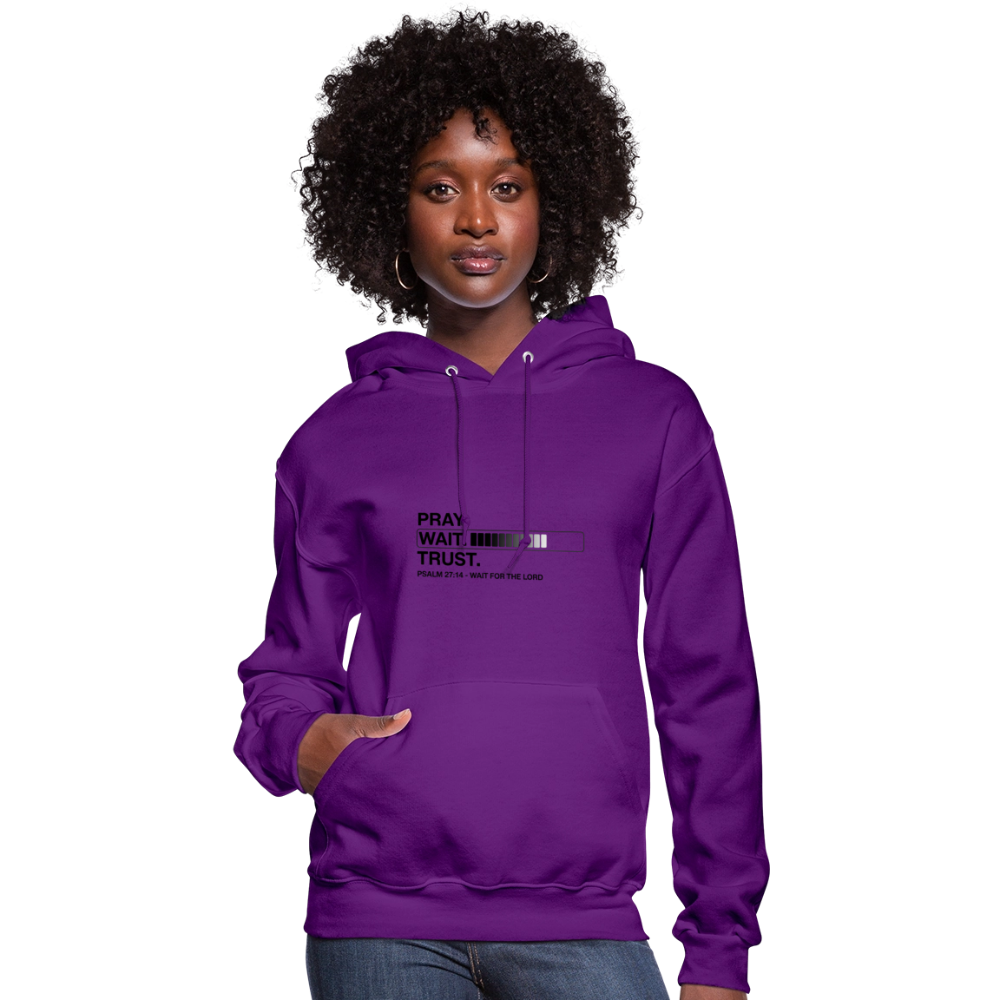 Pray Wait Trust Women's Christian Hooded Sweatshirt - purple