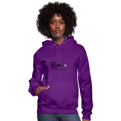 Pray Wait Trust Women's Christian Hooded Sweatshirt - purple