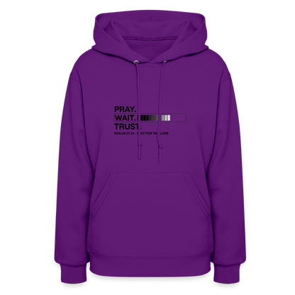 Pray Wait Trust Women's Christian Hooded Sweatshirt - purple