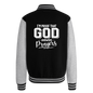 I'm Proof That He Answers Prayers Men's Christian Heavyweight Letterman Jacket - black/heather grey