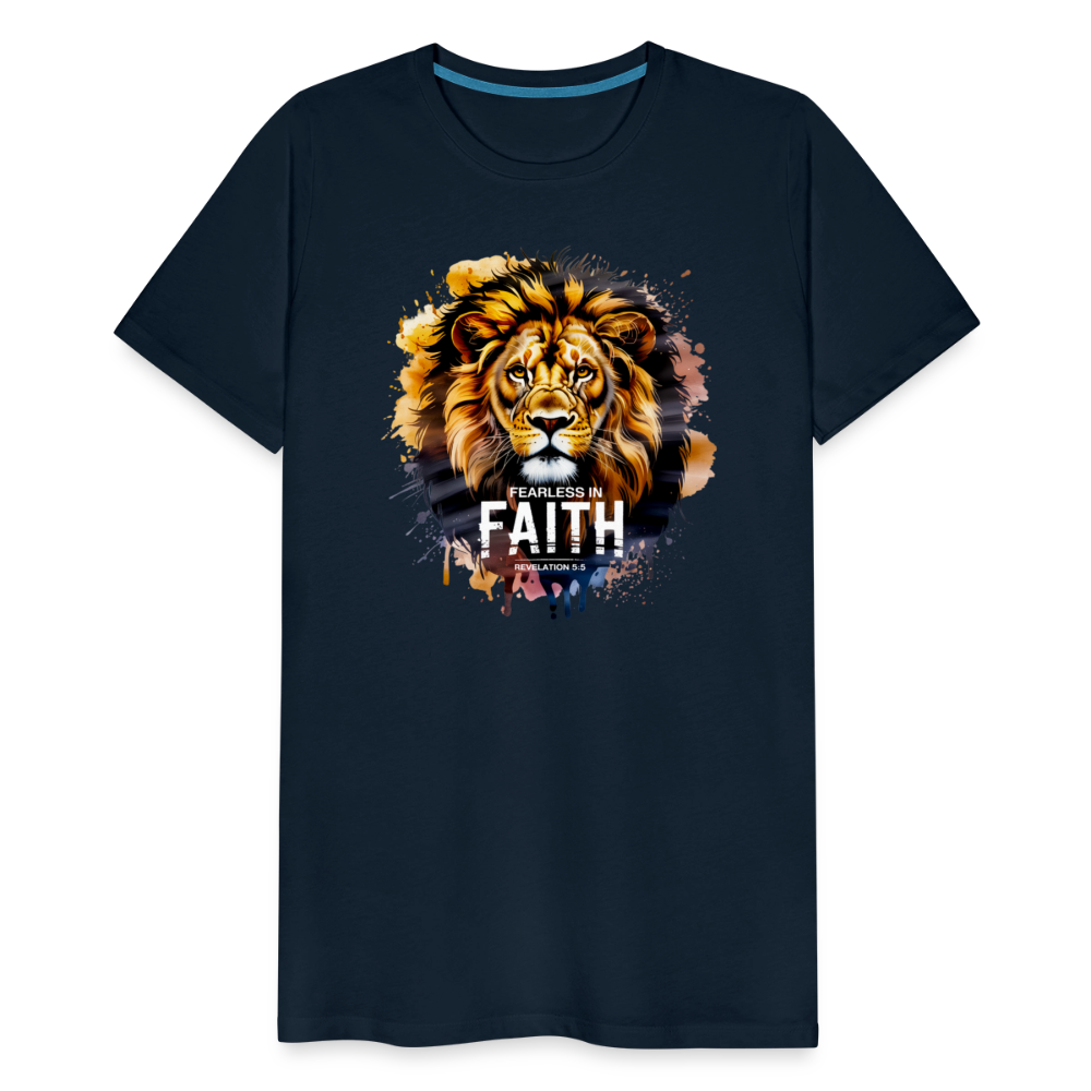 Fearless In Faith Men's Christian Premium T-Shirt - deep navy