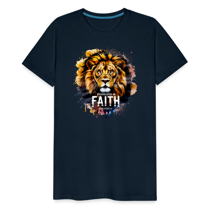 Fearless In Faith Men's Christian Premium T-Shirt - deep navy