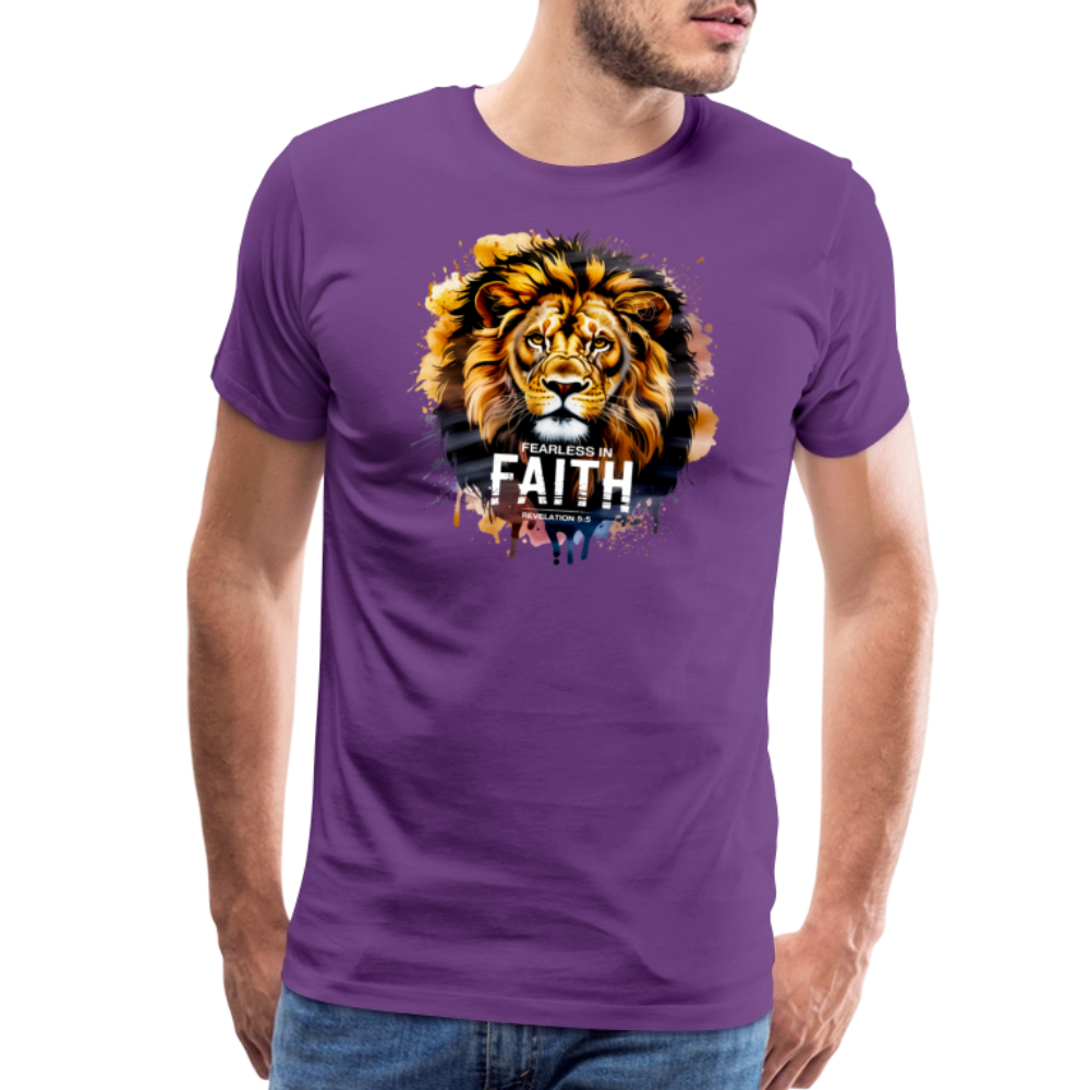 Fearless In Faith Men's Christian Premium T-Shirt - purple