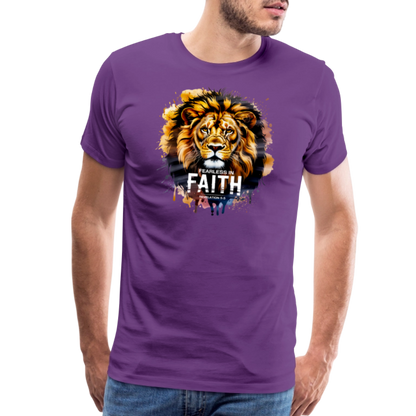 Fearless In Faith Men's Christian Premium T-Shirt - purple
