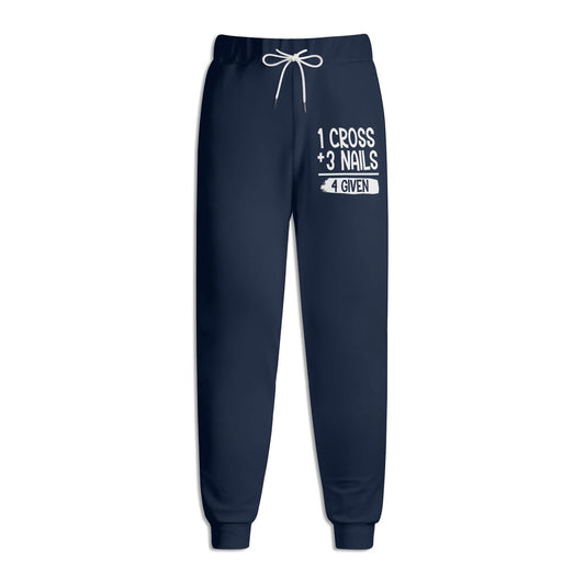 1 Cross and 3 Nails 4 Given Christian Math Unisex Adult Joggers Christian Sweatpants - ClaimedbyGodDesigns