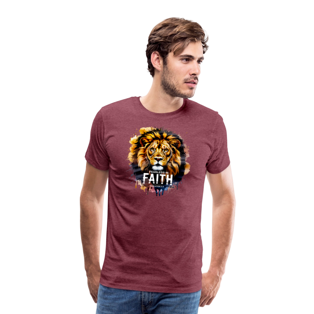 Fearless In Faith Men's Christian Premium T-Shirt - heather burgundy