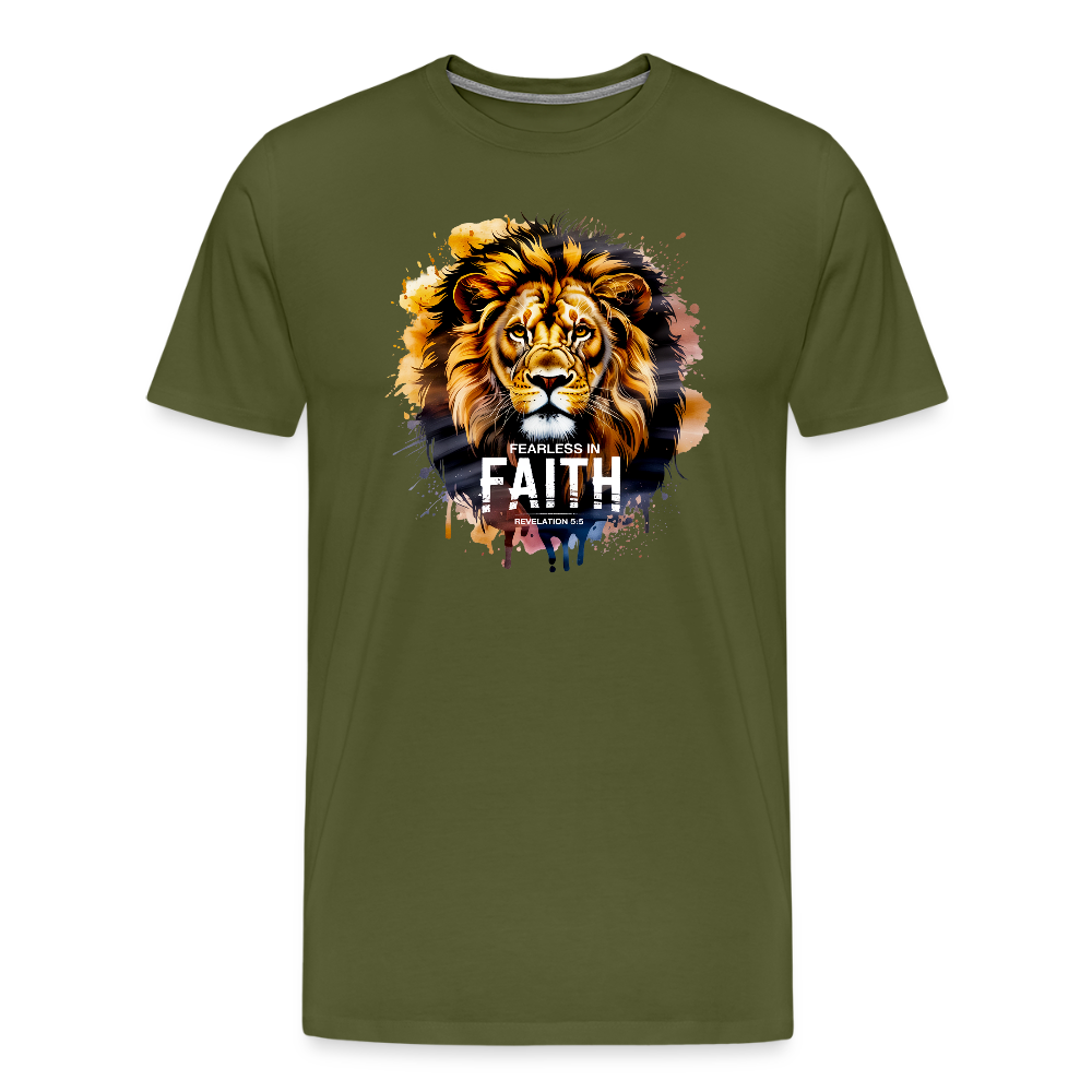 Fearless In Faith Men's Christian Premium T-Shirt - olive green