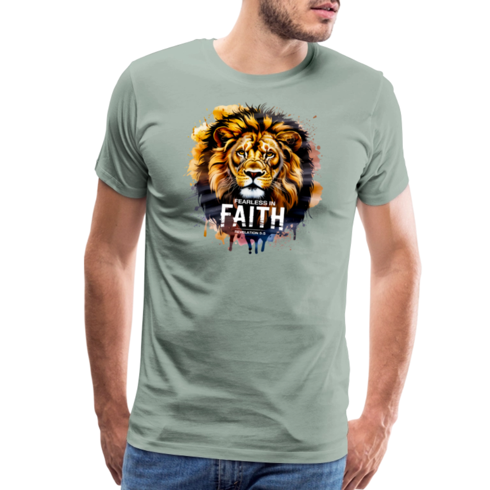 Fearless In Faith Men's Christian Premium T-Shirt - steel green