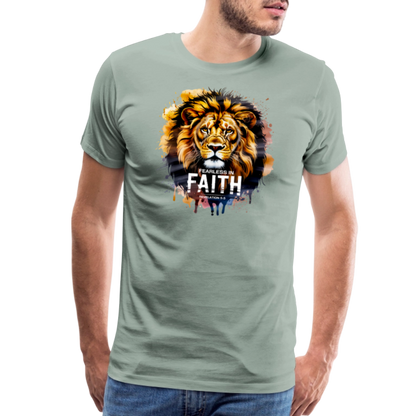 Fearless In Faith Men's Christian Premium T-Shirt - steel green