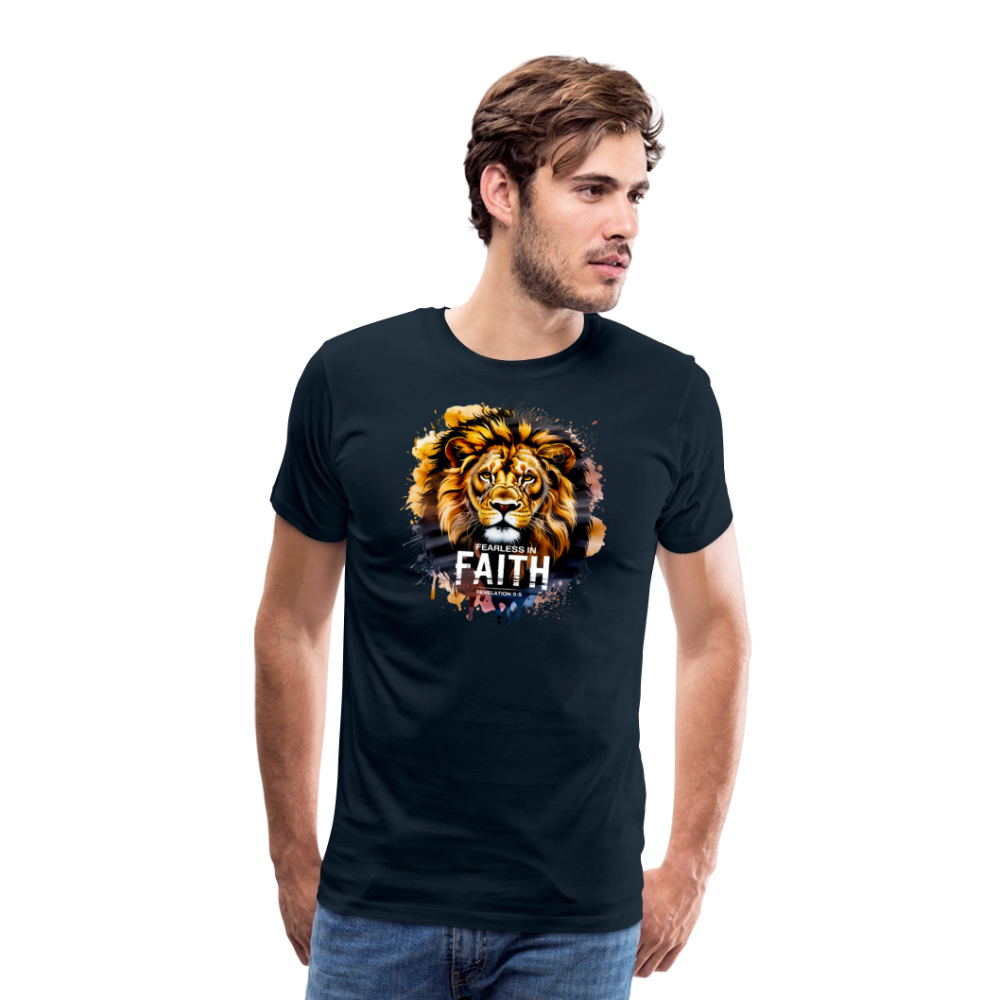 Fearless In Faith Men's Christian Premium T-Shirt - deep navy