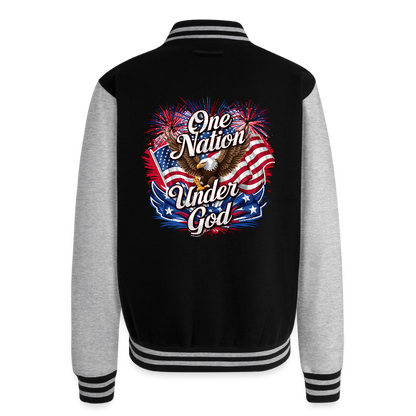 One Nation Men's Christian Heavyweight Letterman Jacket - black/heather grey